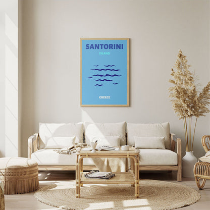 Wes Co Gallery Poster Santorini Blue Greece Colorful Travel 8 x 10" Home Goods - Travel Illustrations Edge to edge Art Print