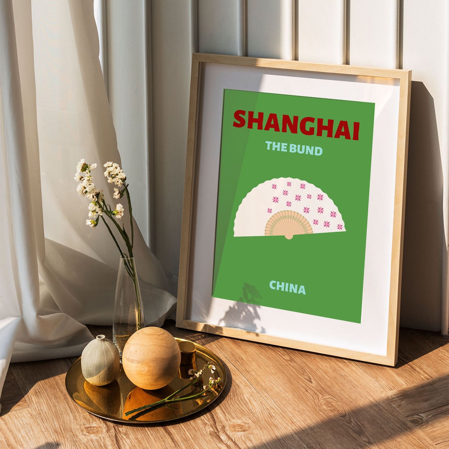 Wes Co Gallery Poster Shanghai China Colorful Travel 5 x 7" Home Goods - Travel Illustrations Edge to edge Art Print