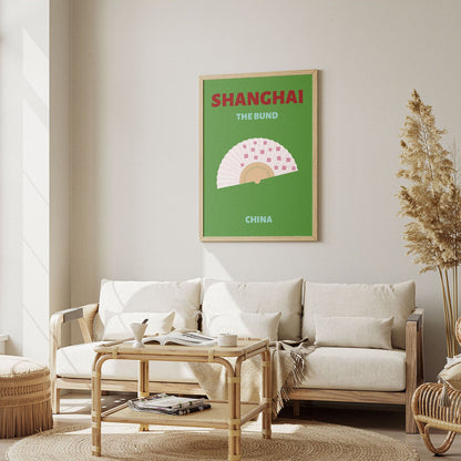 Wes Co Gallery Poster Shanghai China Colorful Travel 12 x 16" Home Goods - Travel Illustrations Edge to edge Art Print