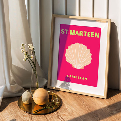 Wes Co Gallery Poster St Marteen Caribbean Colorful Travel 5 x 7" Home Goods - Travel Illustrations Edge to edge Art Print