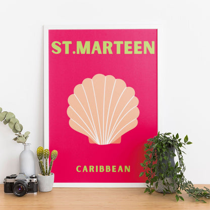 Wes Co Gallery Poster St Marteen Caribbean Colorful Travel 12 x 16" Home Goods - Travel Illustrations Edge to edge Art Print