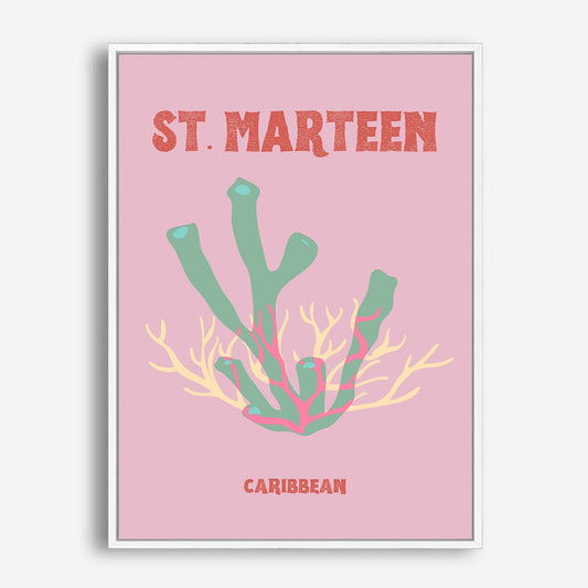 Wes Co Gallery Poster St Marteen Coral Caribbean Colorful Travel 5 x 7" Home Goods - Travel Illustrations Edge to edge Art Print