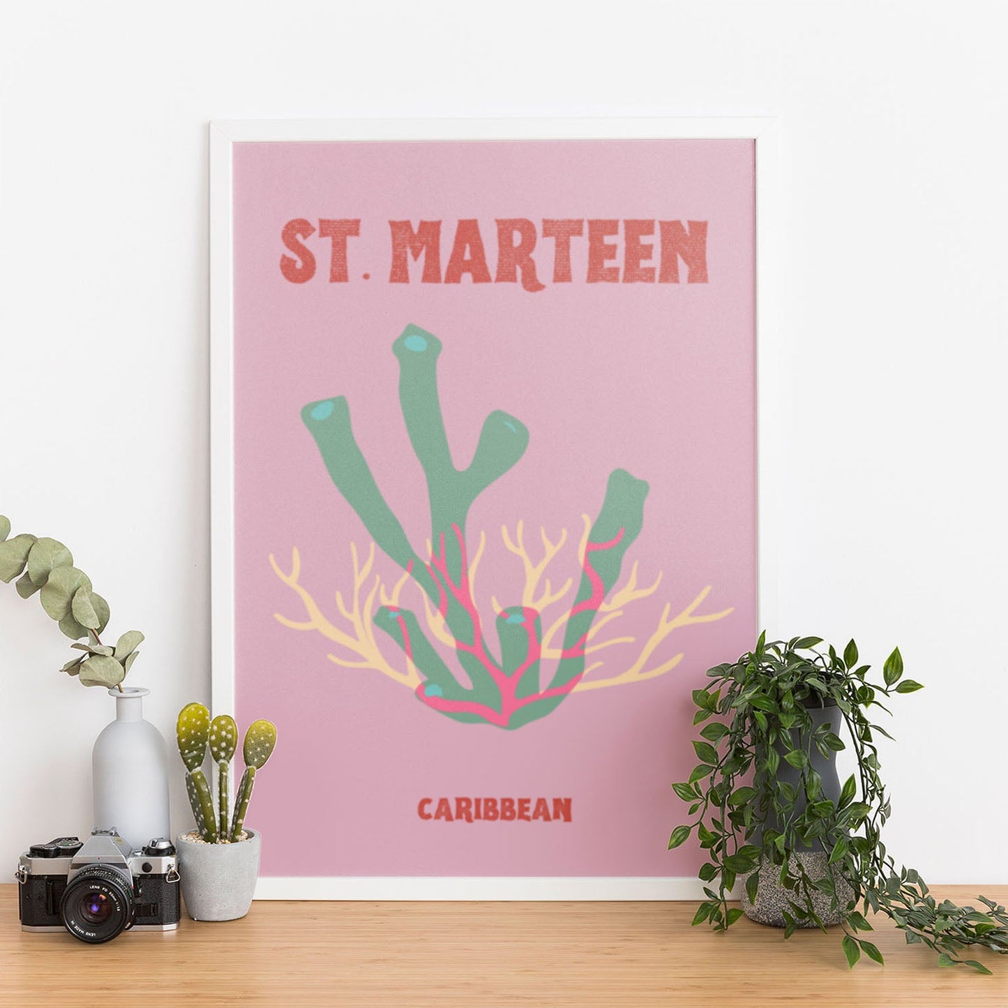 Wes Co Gallery Poster St Marteen Coral Caribbean Colorful Travel 12 x 16" Home Goods - Travel Illustrations Edge to edge Art Print