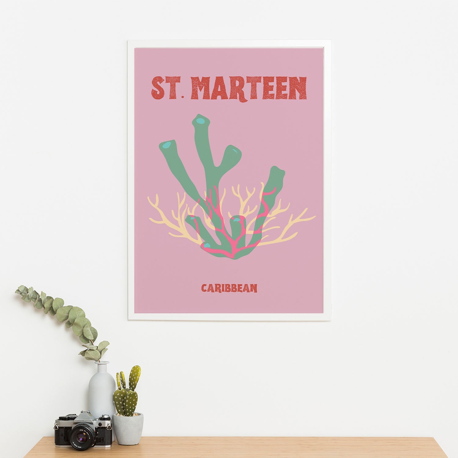 Wes Co Gallery Poster St Marteen Coral Caribbean Colorful Travel 16 x 20" Home Goods - Travel Illustrations Edge to edge Art Print