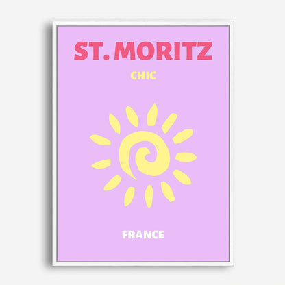 Wes Co Gallery Poster St Moritz France Colorful Travel 5 x 7" Home Goods - Travel Illustrations Edge to edge Art Print