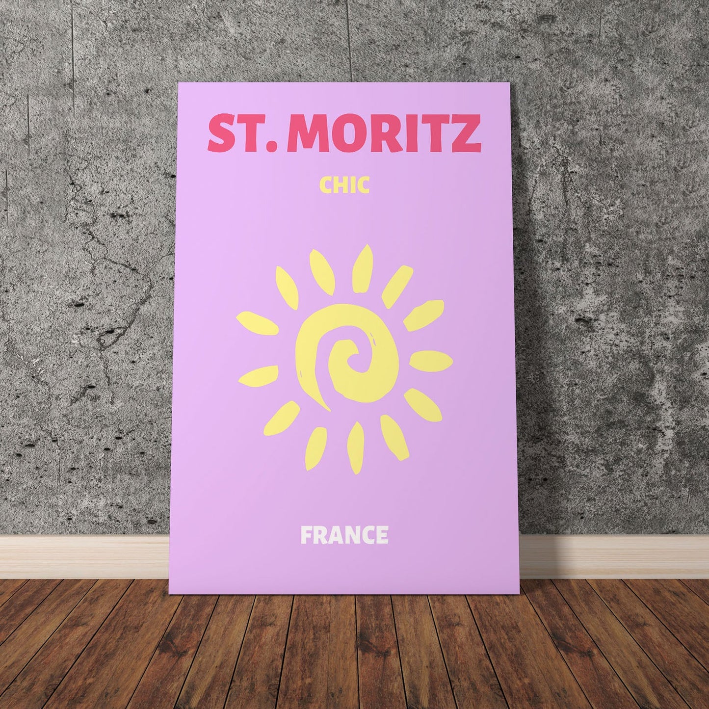 Wes Co Gallery Poster St Moritz France Colorful Travel 11 x 17" Home Goods - Travel Illustrations Edge to edge Art Print