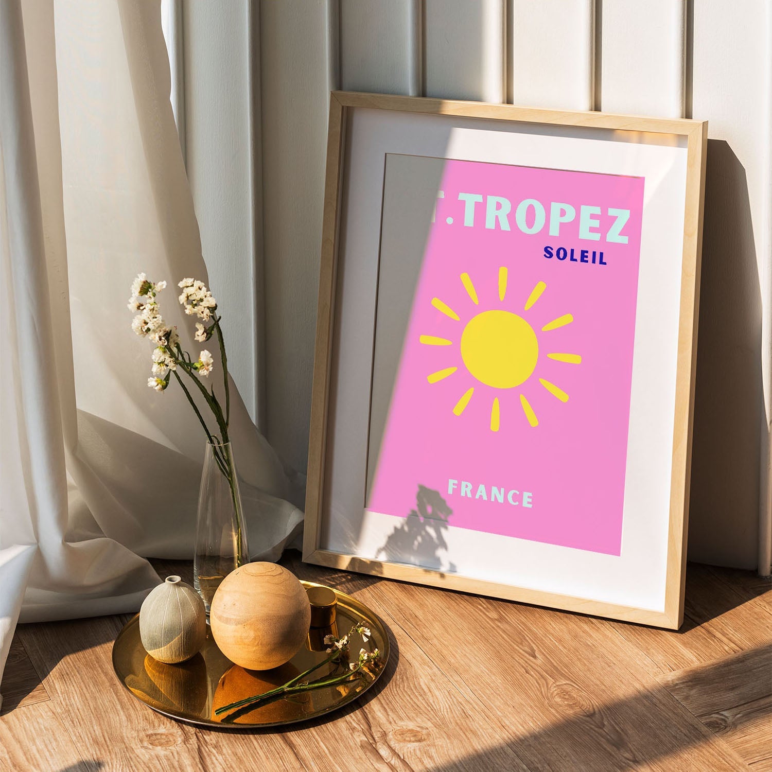 Wes Co Gallery Poster St Tropez Pink France Colorful Travel 5 x 7" Home Goods - Travel Illustrations Edge to edge Art Print