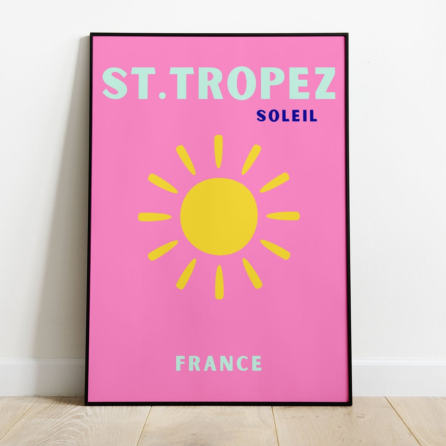 Wes Co Gallery Poster St Tropez Pink France Colorful Travel 8 x 10" Home Goods - Travel Illustrations Edge to edge Art Print