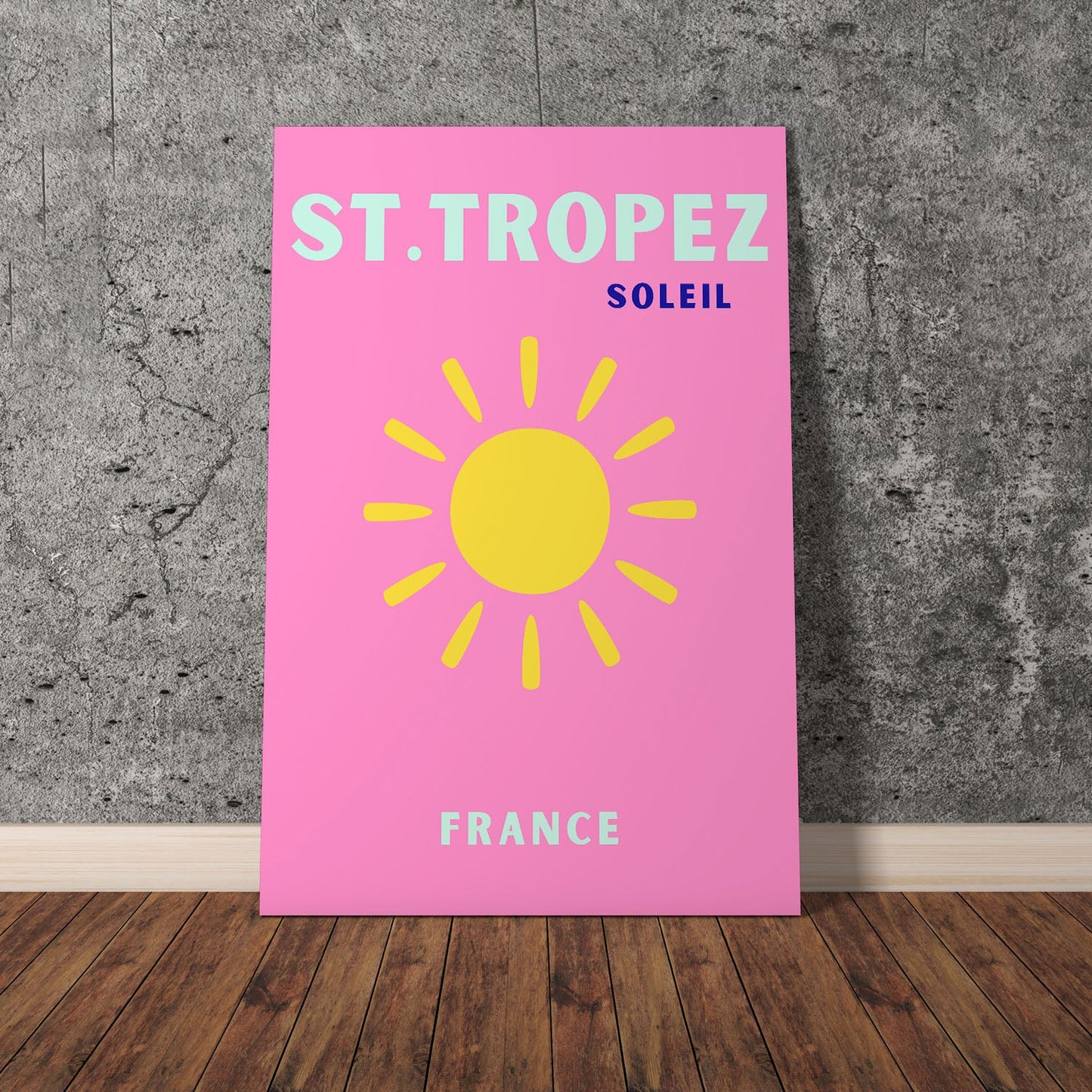 Wes Co Gallery Poster St Tropez Pink France Colorful Travel 11 x 17" Home Goods - Travel Illustrations Edge to edge Art Print