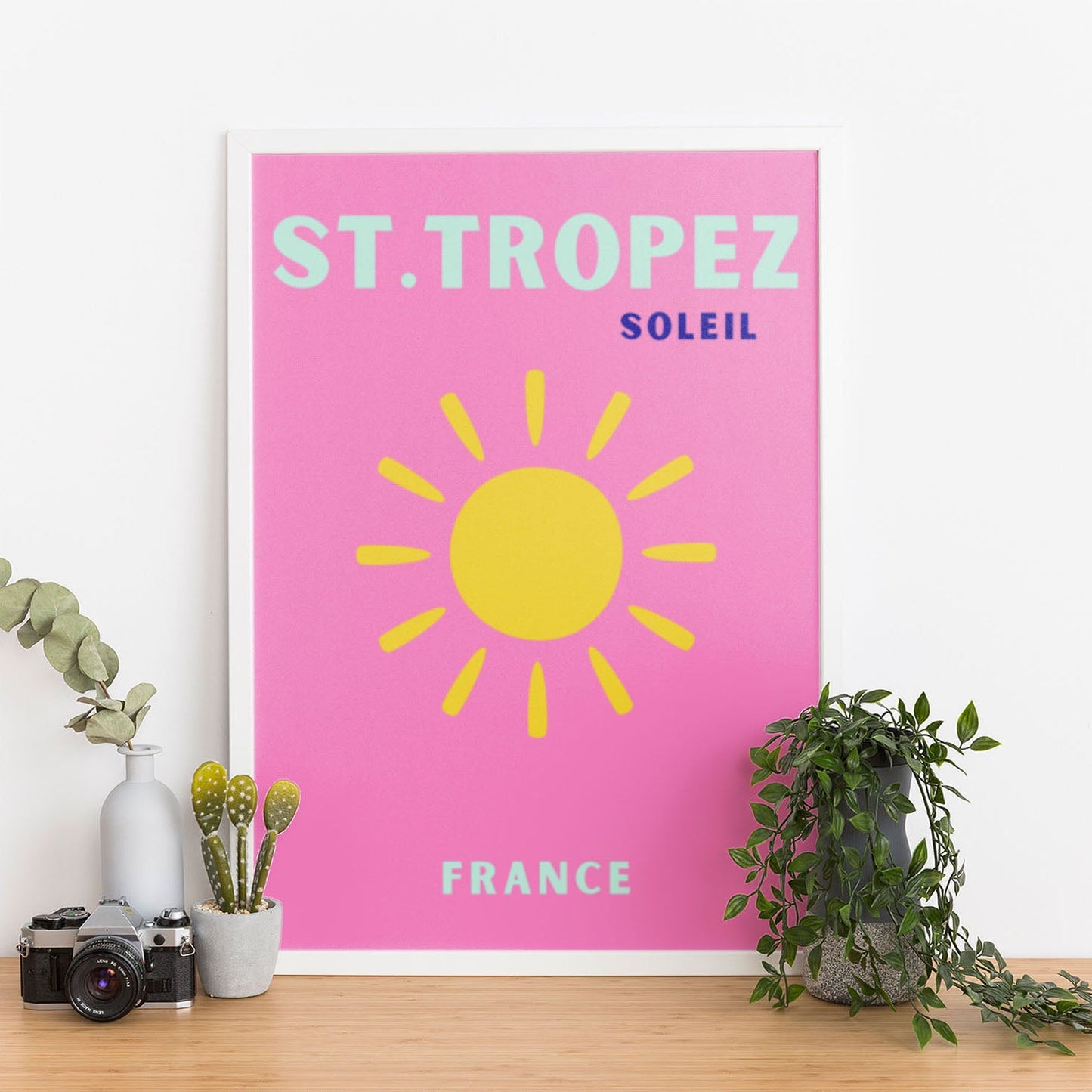 Wes Co Gallery Poster St Tropez Pink France Colorful Travel 12 x 16" Home Goods - Travel Illustrations Edge to edge Art Print