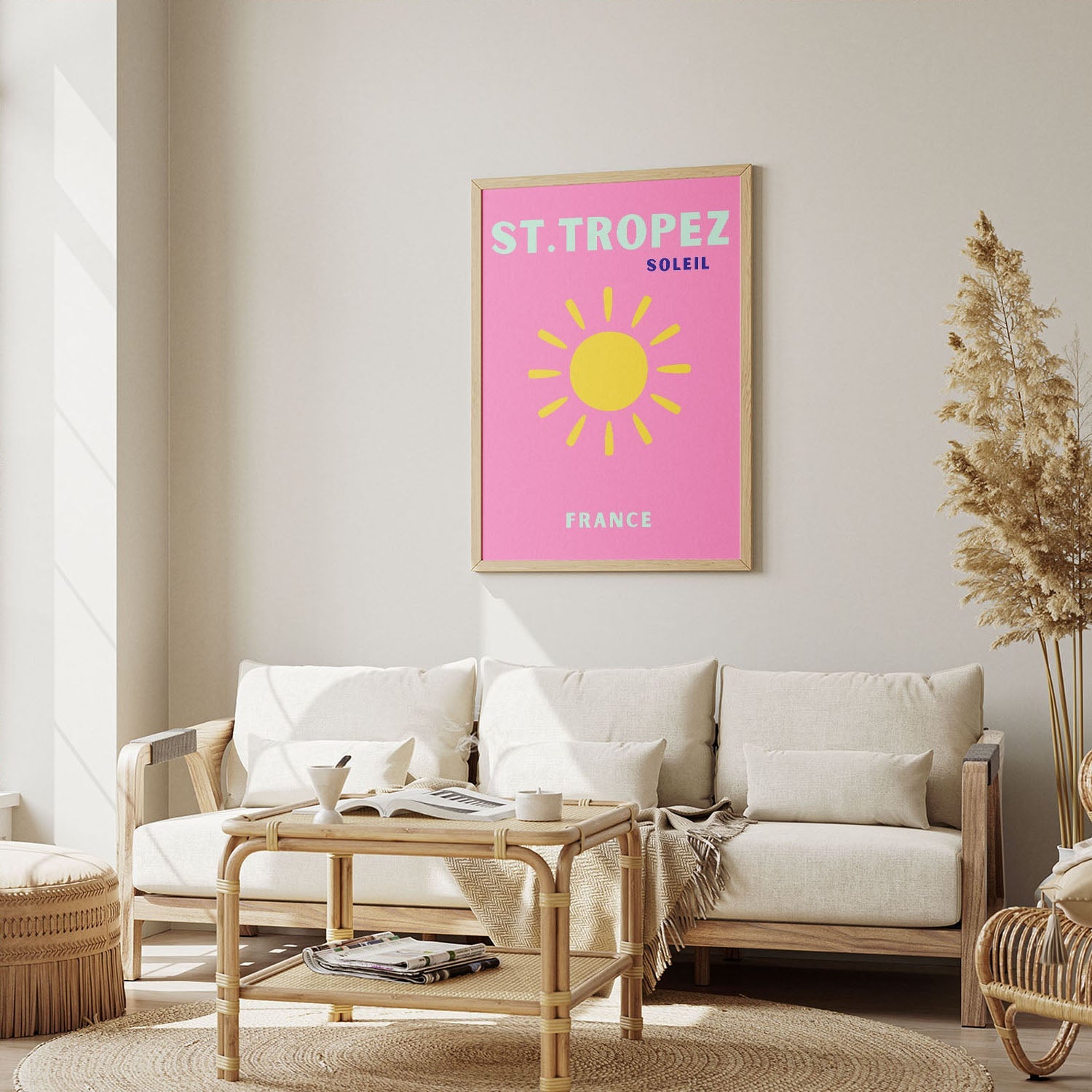 Wes Co Gallery Poster St Tropez Pink France Colorful Travel 12 x 16" Home Goods - Travel Illustrations Edge to edge Art Print