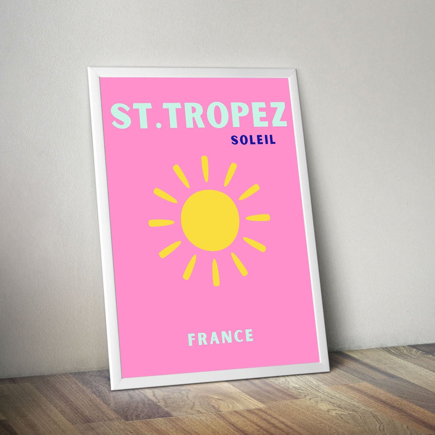 Wes Co Gallery Poster St Tropez Pink France Colorful Travel 16 x 20" Home Goods - Travel Illustrations Edge to edge Art Print