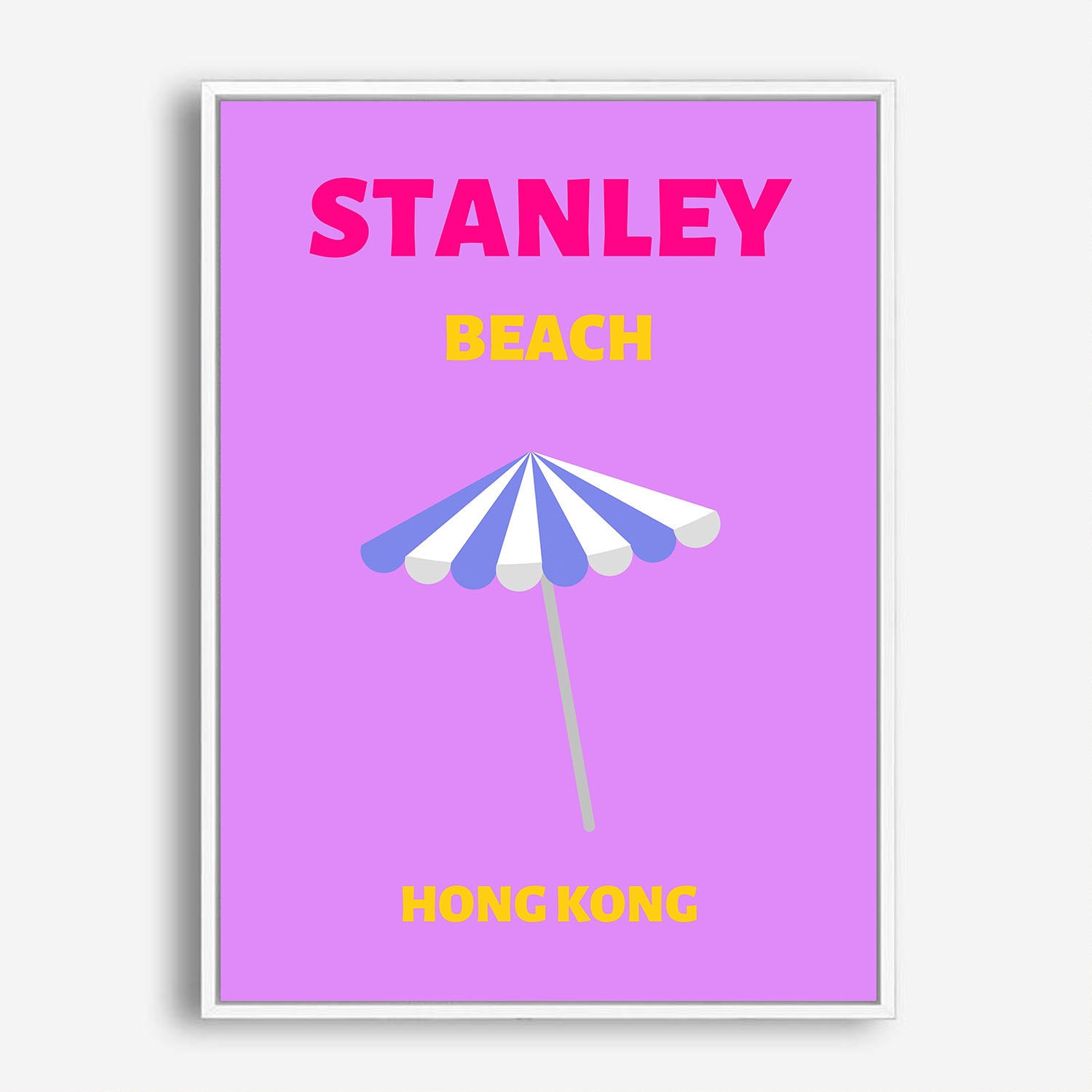 Wes Co Gallery Poster Stanely Beach Hong Kong Colorful Travel 5 x 7" Home Goods - Travel Illustrations Edge to edge Art Print