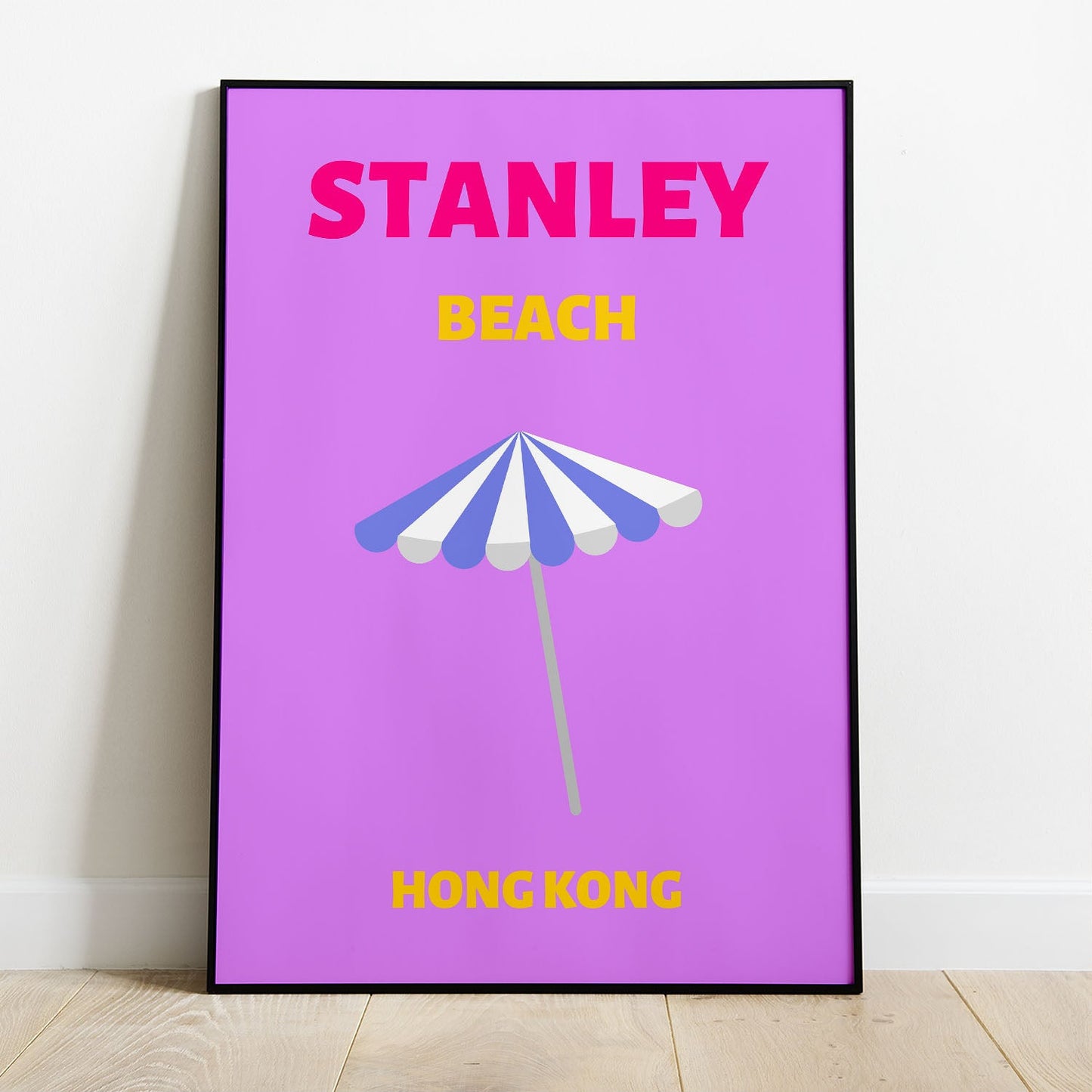 Wes Co Gallery Poster Stanely Beach Hong Kong Colorful Travel 8 x 10" Home Goods - Travel Illustrations Edge to edge Art Print