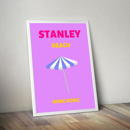 Wes Co Gallery Poster Stanely Beach Hong Kong Colorful Travel 16 x 20" Home Goods - Travel Illustrations Edge to edge Art Print