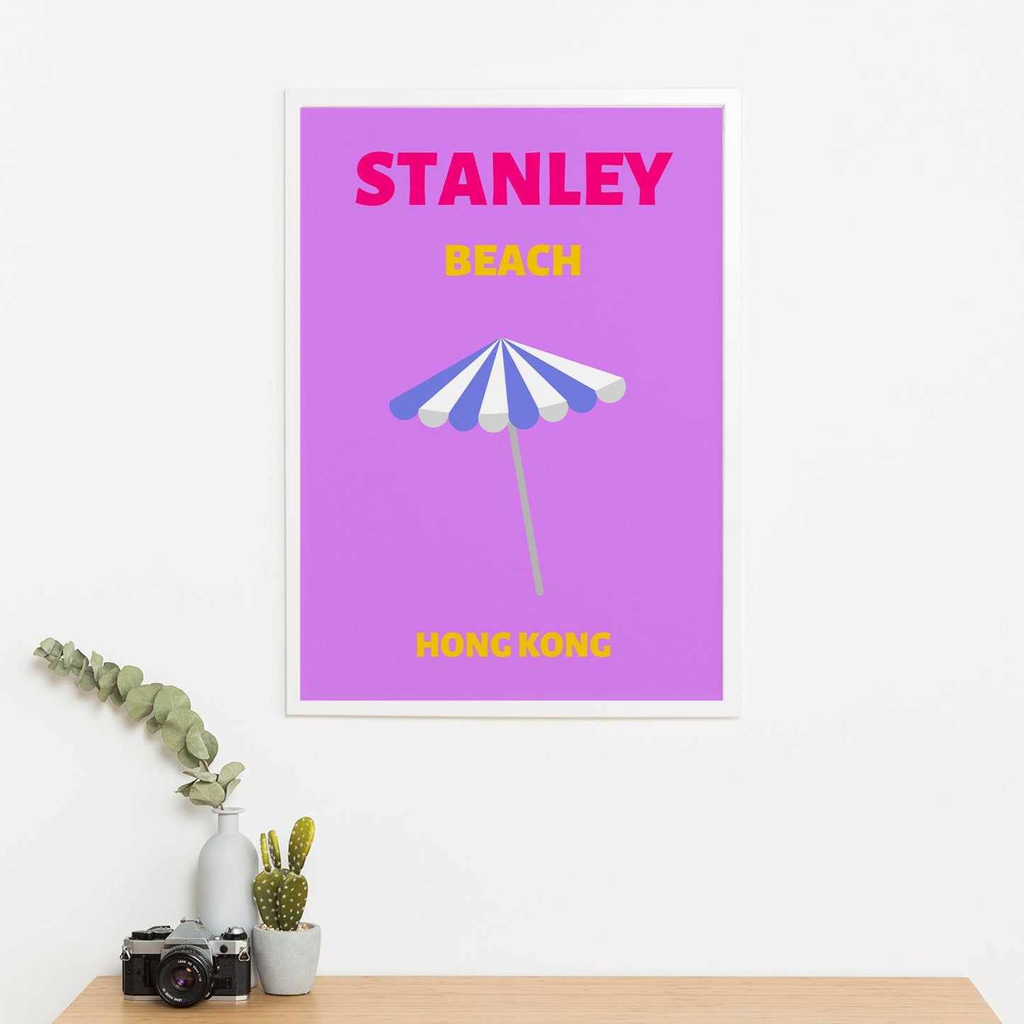 Wes Co Gallery Poster Stanely Beach Hong Kong Colorful Travel 16 x 20" Home Goods - Travel Illustrations Edge to edge Art Print