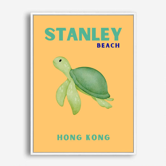 Wes Co Gallery Poster Stanley Beach Turtle Hong Kong Colorful Travel 5 x 7" Home Goods - Travel Illustrations Edge to edge Art Print