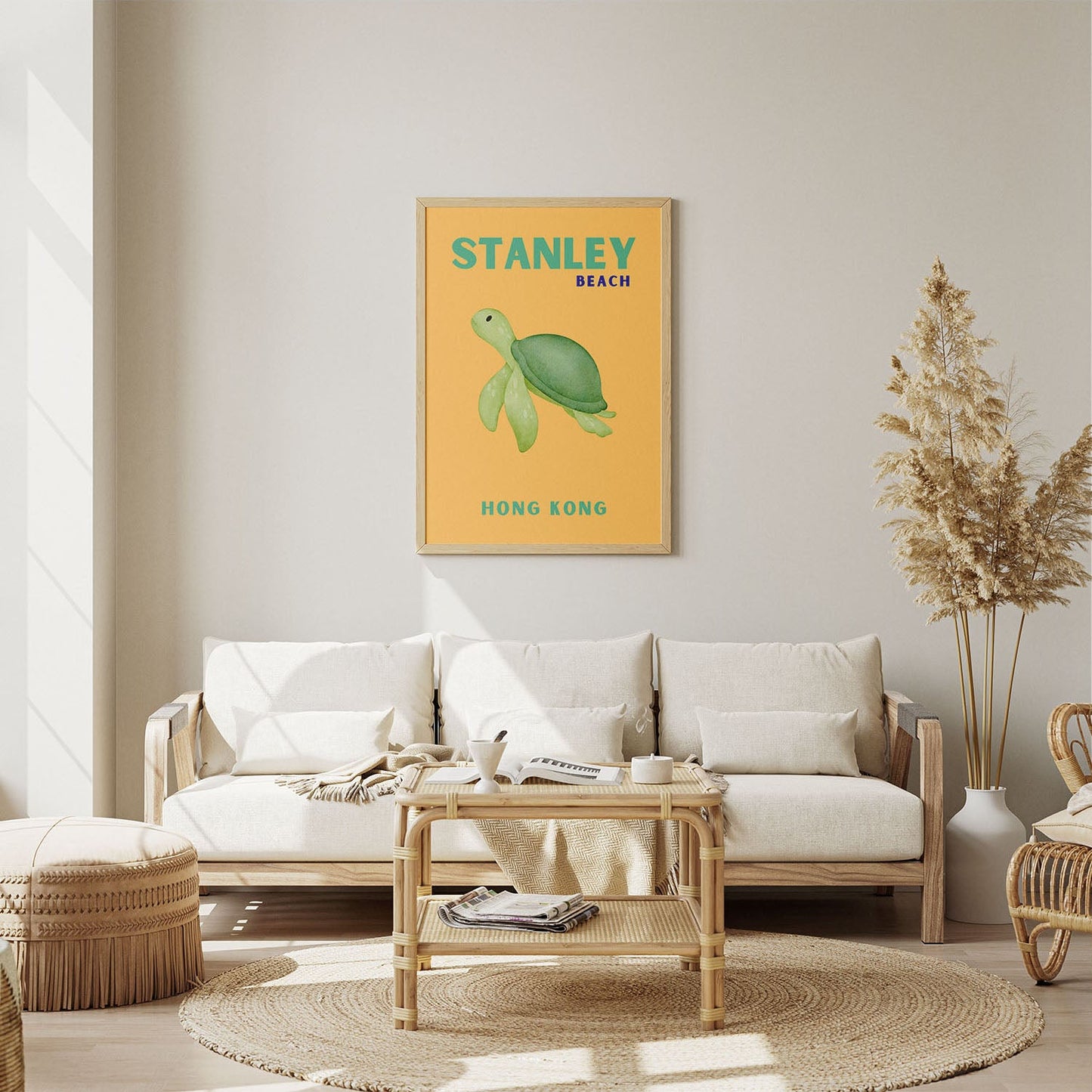 Wes Co Gallery Poster Stanley Beach Turtle Hong Kong Colorful Travel 8 x 10" Home Goods - Travel Illustrations Edge to edge Art Print