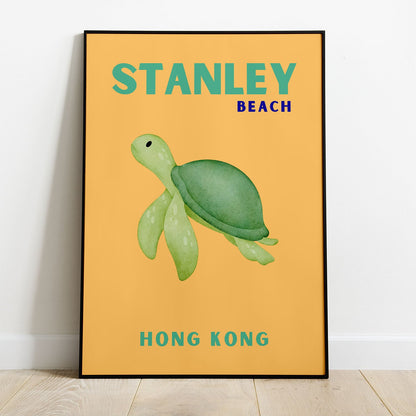 Wes Co Gallery Poster Stanley Beach Turtle Hong Kong Colorful Travel 8 x 10" Home Goods - Travel Illustrations Edge to edge Art Print