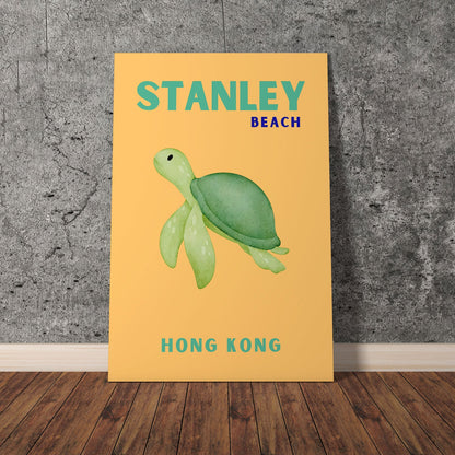 Wes Co Gallery Poster Stanley Beach Turtle Hong Kong Colorful Travel 11 x 17" Home Goods - Travel Illustrations Edge to edge Art Print