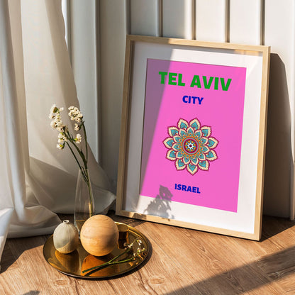 Wes Co Gallery Poster Tel Aviv City Israel Colorful Travel 5 x 7" Home Goods - Travel Illustrations Edge to edge Art Print