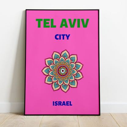 Wes Co Gallery Poster Tel Aviv City Israel Colorful Travel 8 x 10" Home Goods - Travel Illustrations Edge to edge Art Print