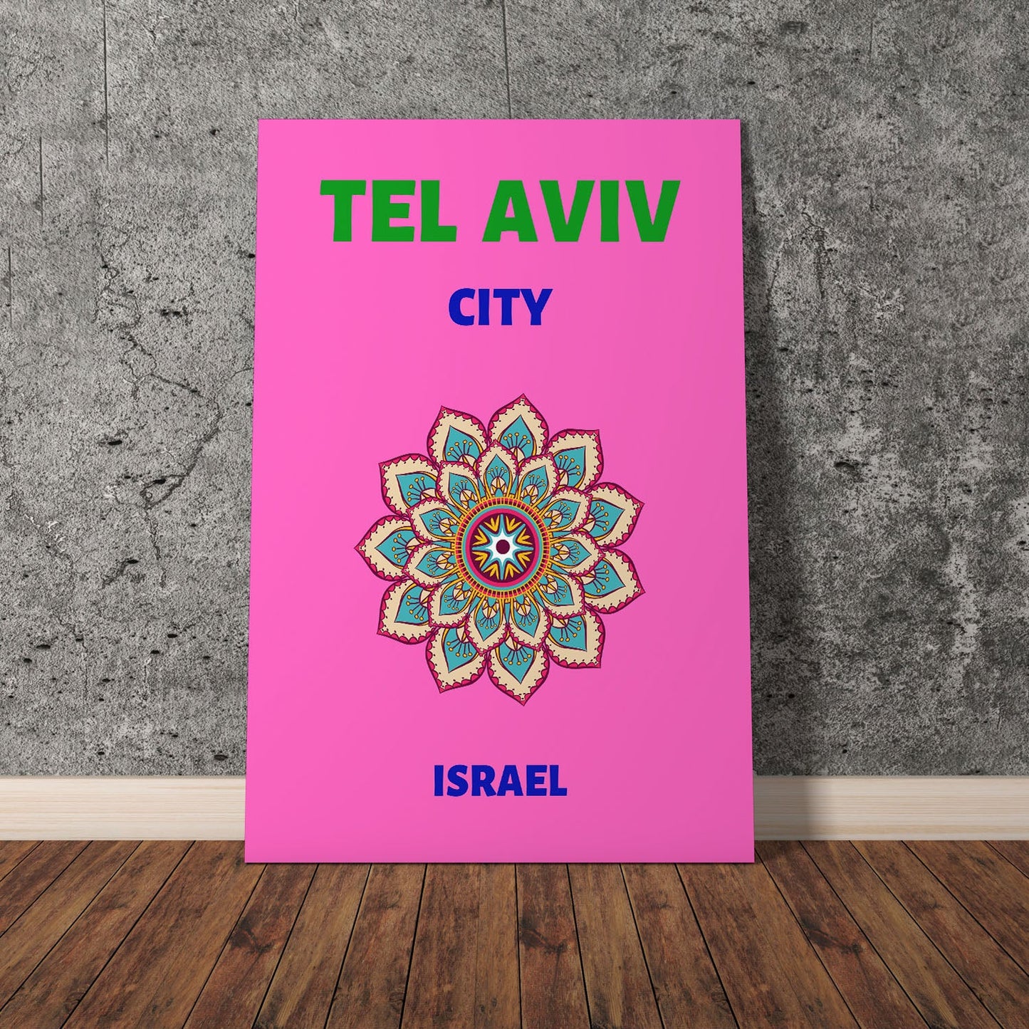 Wes Co Gallery Poster Tel Aviv City Israel Colorful Travel 11 x 17" Home Goods - Travel Illustrations Edge to edge Art Print