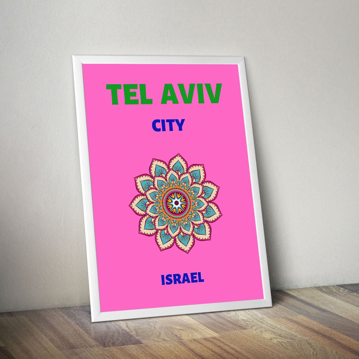 Wes Co Gallery Poster Tel Aviv City Israel Colorful Travel 16 x 20" Home Goods - Travel Illustrations Edge to edge Art Print