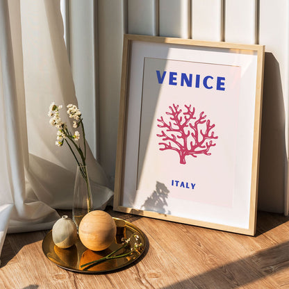 Wes Co Gallery Poster Venice Pink Italy Colorful Travel 5 x 7" Home Goods - Travel Illustrations Edge to edge Art Print