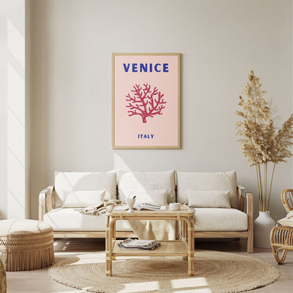 Wes Co Gallery Poster Venice Pink Italy Colorful Travel 8 x 10" Home Goods - Travel Illustrations Edge to edge Art Print