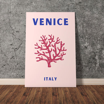 Wes Co Gallery Poster Venice Pink Italy Colorful Travel 11 x 17" Home Goods - Travel Illustrations Edge to edge Art Print