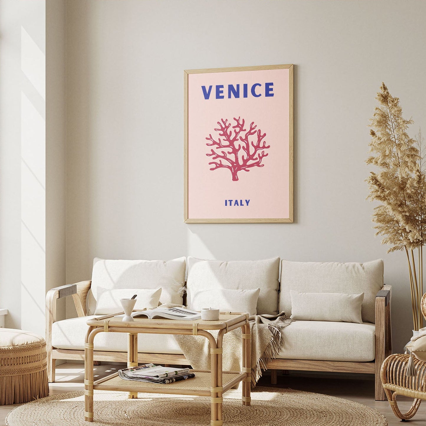 Wes Co Gallery Poster Venice Pink Italy Colorful Travel 12 x 16" Home Goods - Travel Illustrations Edge to edge Art Print