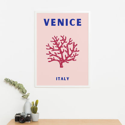 Wes Co Gallery Poster Venice Pink Italy Colorful Travel 16 x 20" Home Goods - Travel Illustrations Edge to edge Art Print