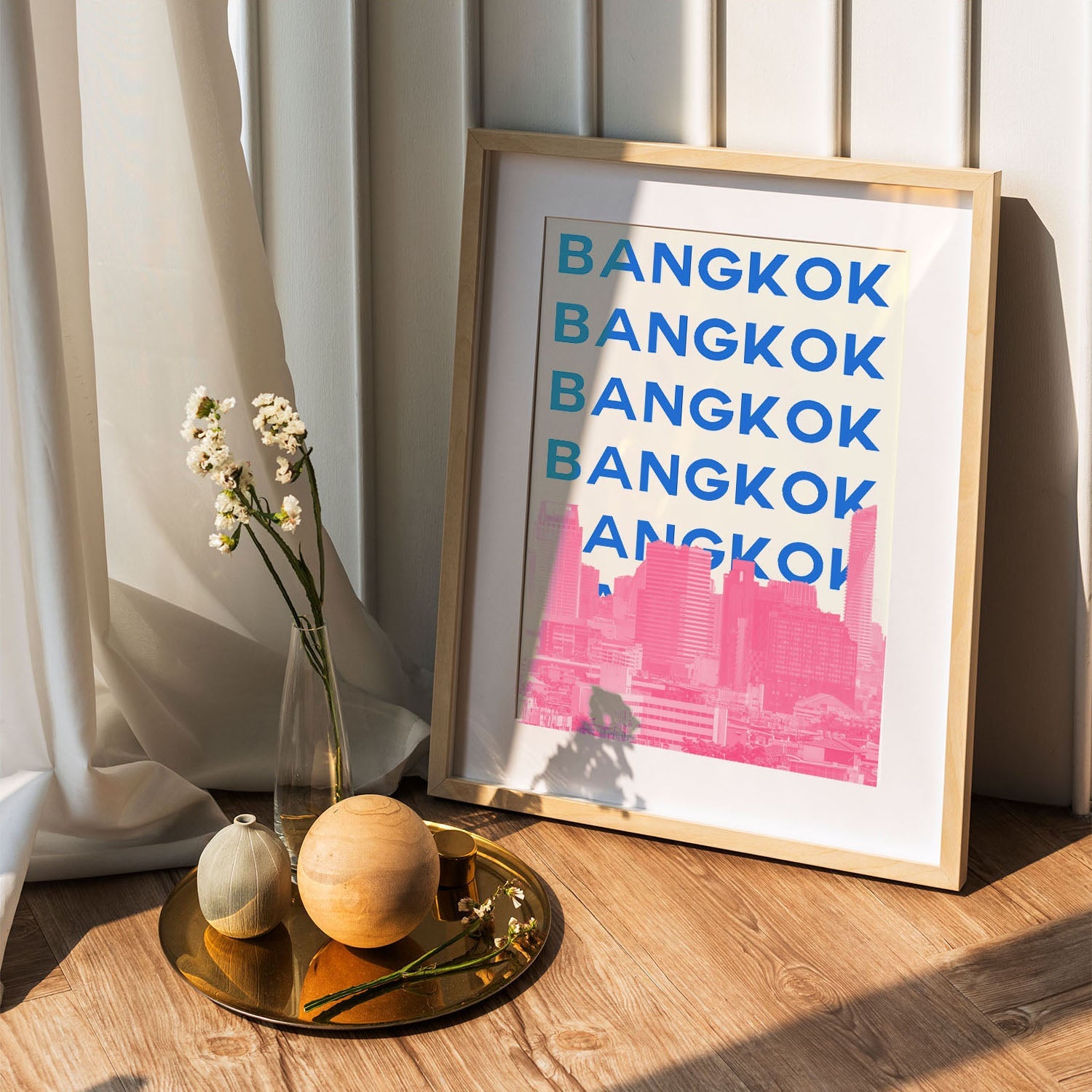 Wes Co Gallery Poster Bangkok City Colorful Travel 5 x 7" Home Goods - Travel Illustrations Edge to edge Art Print