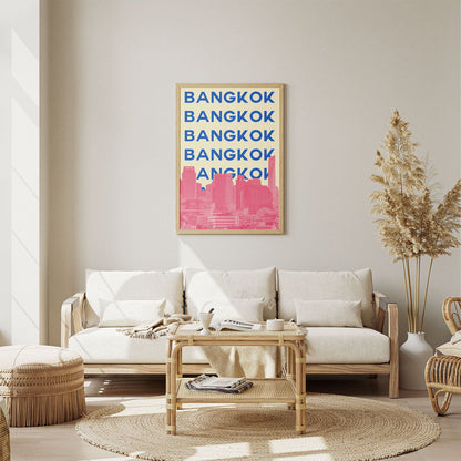 Wes Co Gallery Poster Bangkok City Colorful Travel 8 x 10" Home Goods - Travel Illustrations Edge to edge Art Print