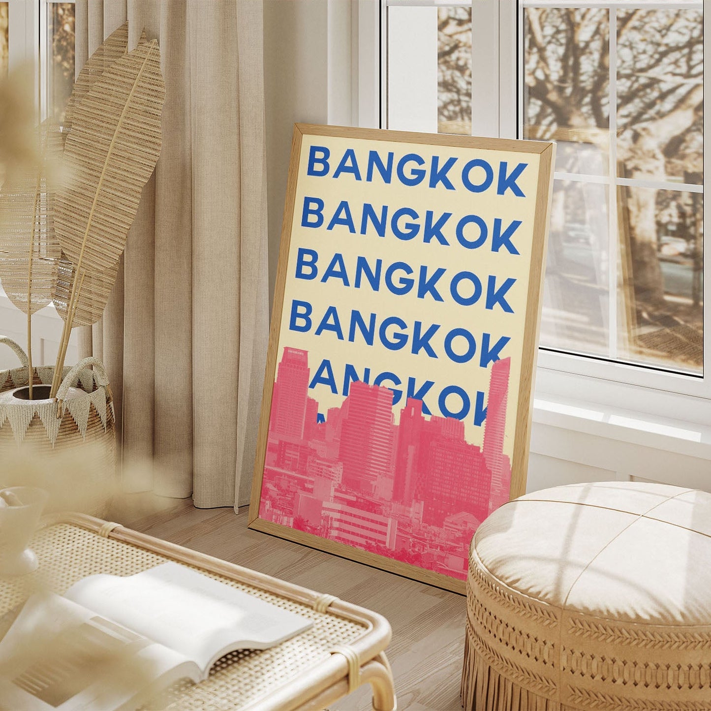 Wes Co Gallery Poster Bangkok City Colorful Travel 11 x 17" Home Goods - Travel Illustrations Edge to edge Art Print