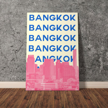 Wes Co Gallery Poster Bangkok City Colorful Travel 11 x 17" Home Goods - Travel Illustrations Edge to edge Art Print