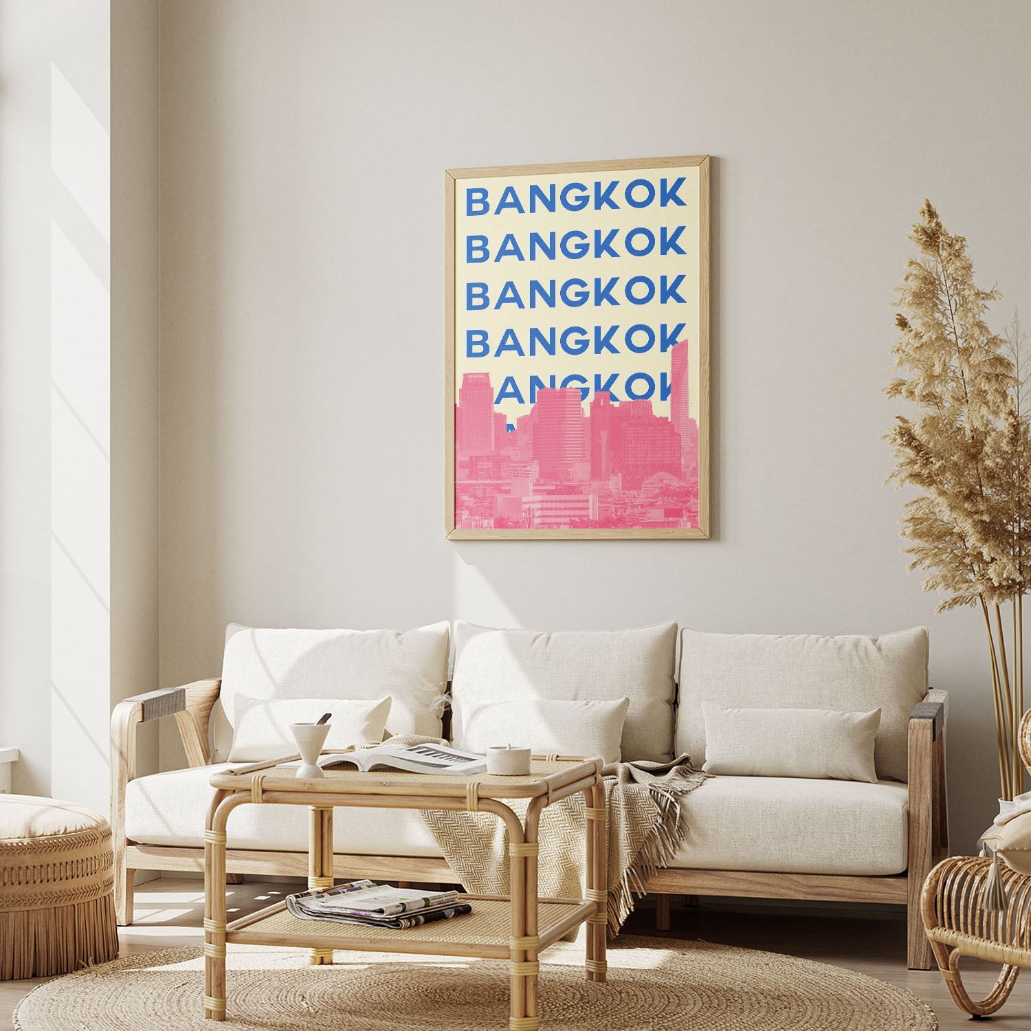 Wes Co Gallery Poster Bangkok City Colorful Travel 12 x 16" Home Goods - Travel Illustrations Edge to edge Art Print