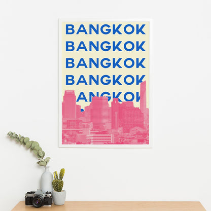 Wes Co Gallery Poster Bangkok City Colorful Travel 16 x 20" Home Goods - Travel Illustrations Edge to edge Art Print