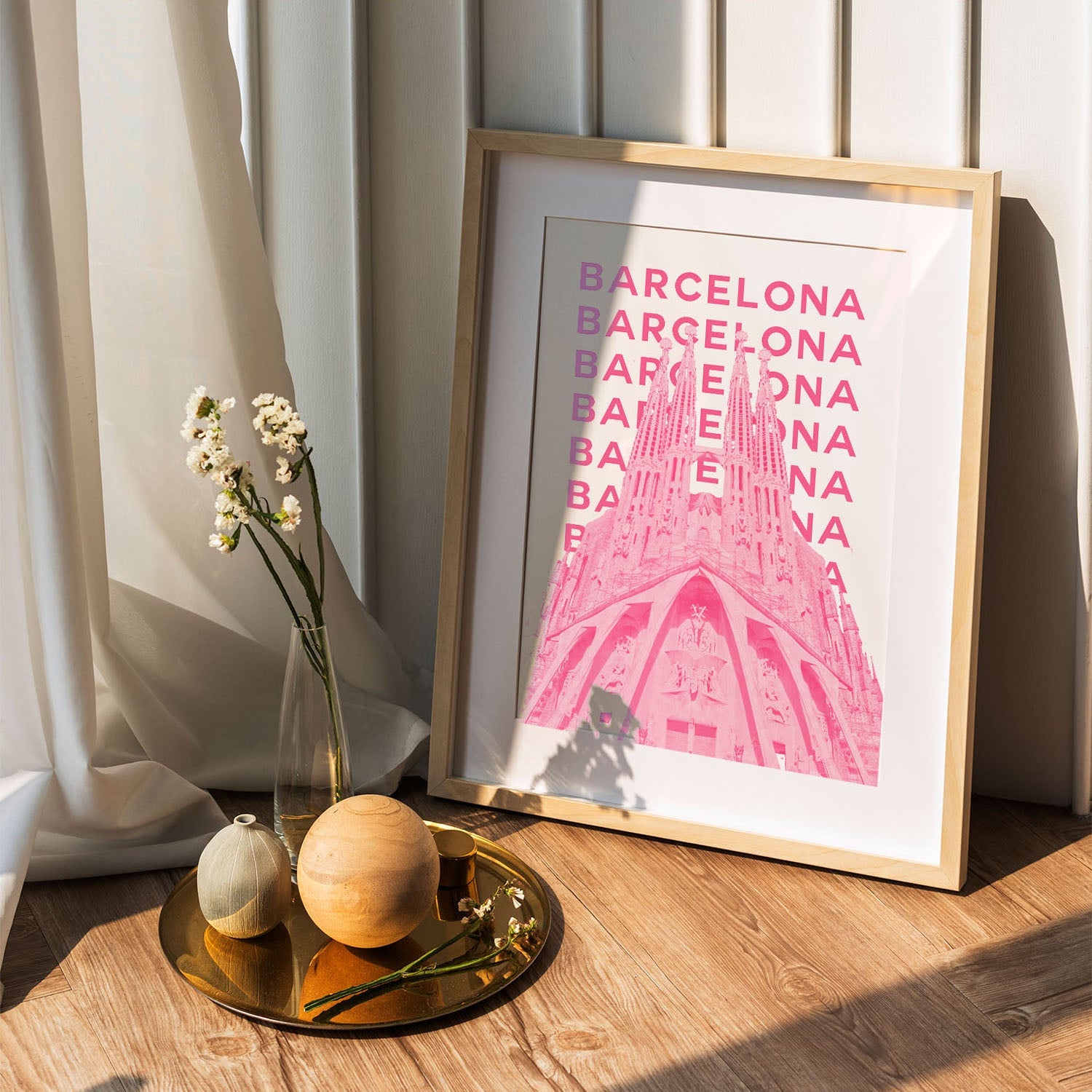 Wes Co Gallery Poster Barcelona City Colorful Travel 5 x 7" Home Goods - Travel Illustrations Edge to edge Art Print