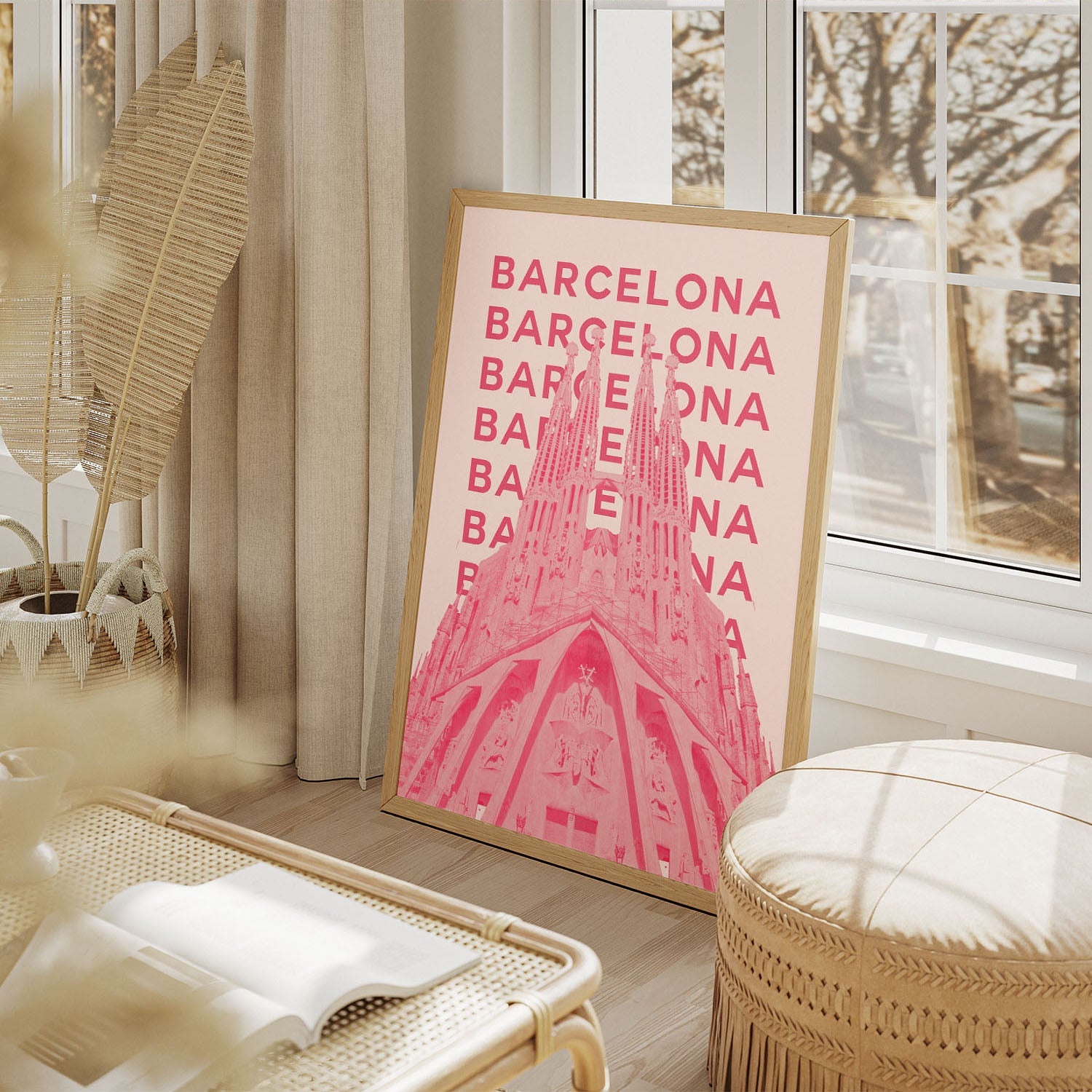 Wes Co Gallery Poster Barcelona City Colorful Travel 11 x 17" Home Goods - Travel Illustrations Edge to edge Art Print