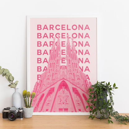 Wes Co Gallery Poster Barcelona City Colorful Travel 12 x 16" Home Goods - Travel Illustrations Edge to edge Art Print