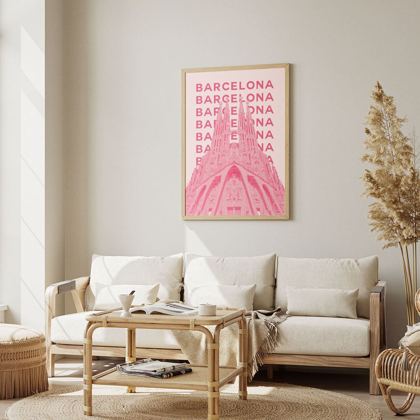 Wes Co Gallery Poster Barcelona City Colorful Travel 12 x 16" Home Goods - Travel Illustrations Edge to edge Art Print