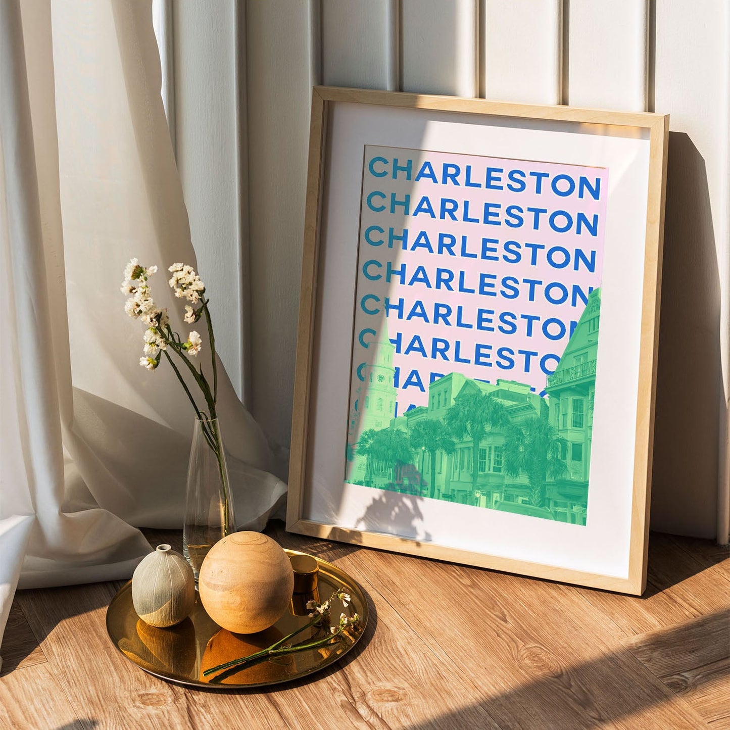 Wes Co Gallery Poster Charleston City Colorful Travel 5 x 7" Home Goods - Travel Illustrations Edge to edge Art Print