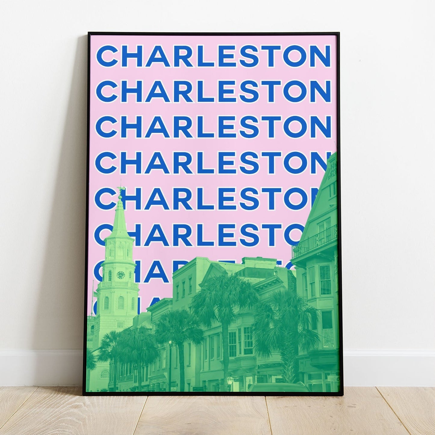 Wes Co Gallery Poster Charleston City Colorful Travel 8 x 10" Home Goods - Travel Illustrations Edge to edge Art Print