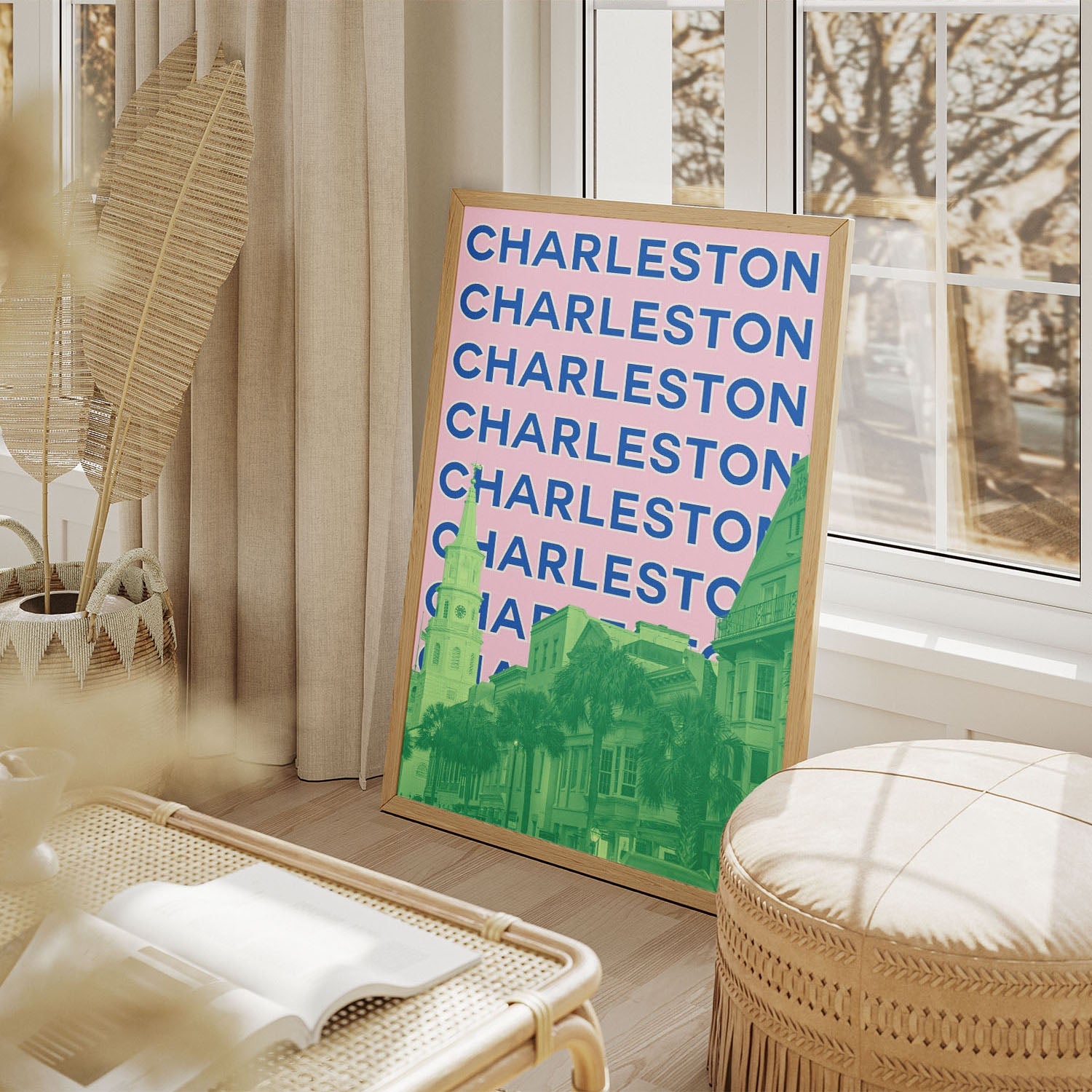 Wes Co Gallery Poster Charleston City Colorful Travel 11 x 17" Home Goods - Travel Illustrations Edge to edge Art Print