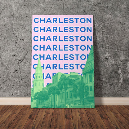 Wes Co Gallery Poster Charleston City Colorful Travel 11 x 17" Home Goods - Travel Illustrations Edge to edge Art Print