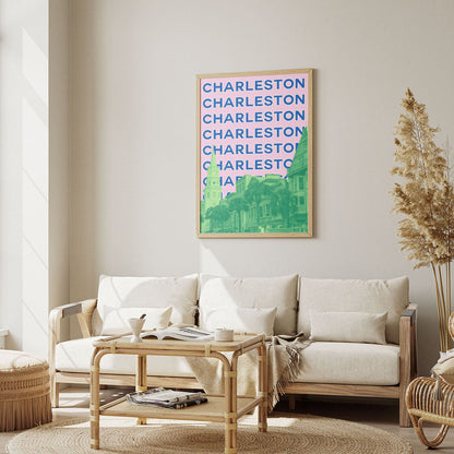 Wes Co Gallery Poster Charleston City Colorful Travel 12 x 16" Home Goods - Travel Illustrations Edge to edge Art Print