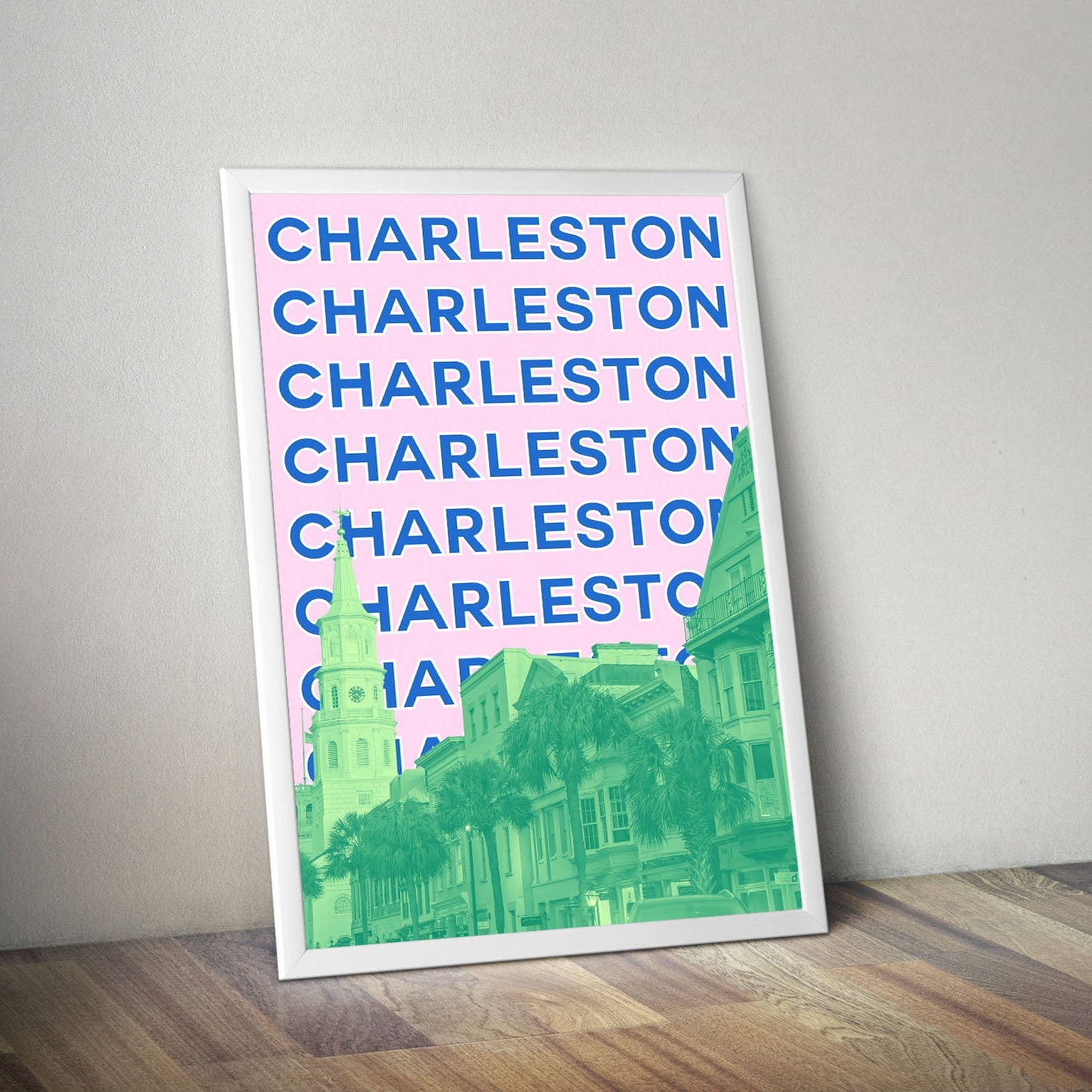 Wes Co Gallery Poster Charleston City Colorful Travel 16 x 20" Home Goods - Travel Illustrations Edge to edge Art Print