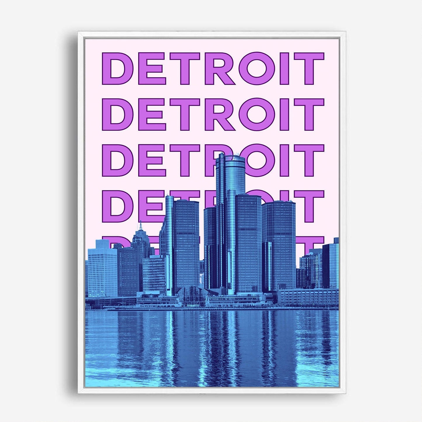 Wes Co Gallery Poster Detroit City Colorful Travel 5 x 7" Home Goods - Travel Illustrations Edge to edge Art Print